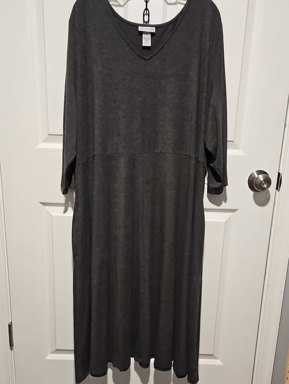 Catherines Charcoal V-Neck Midi Dress